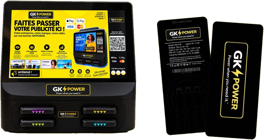 Station GK POWER et batteries externes GK POWER, face et dos